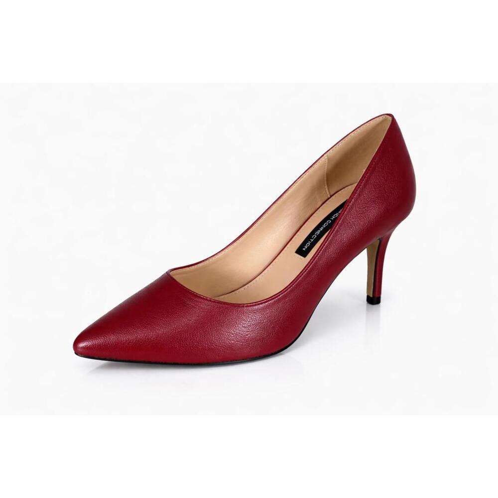 French Connection Kate Burgundy Pointed Toe Pumps Kitten Heel Size 9 NWB
